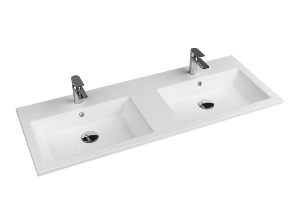 AQUASOL LINE CIFT HAZNELI ETAJERLI LAVABO 120 CM